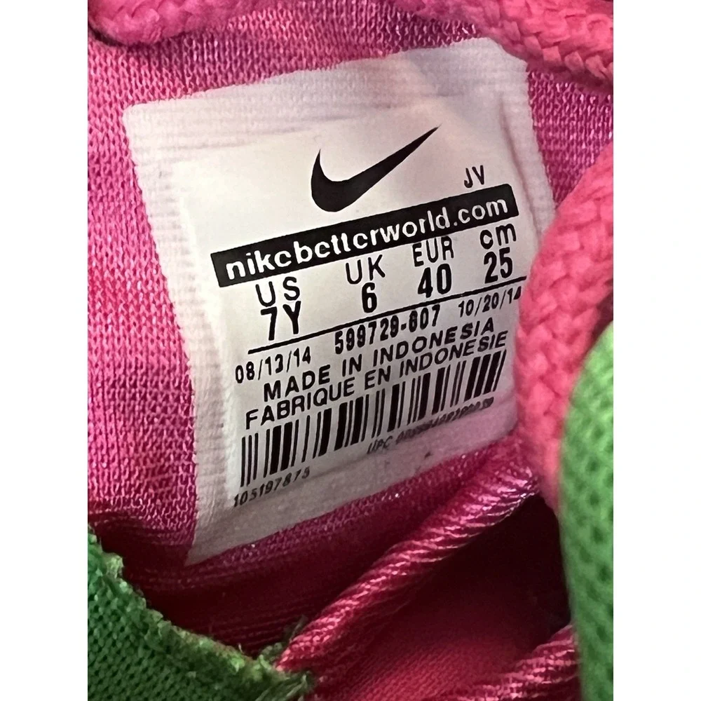 NIKE ROSHE RUN SHOES 599729-607  PINK BLACK GREEN Size 7Y GSG Womens 8.5 Low Top